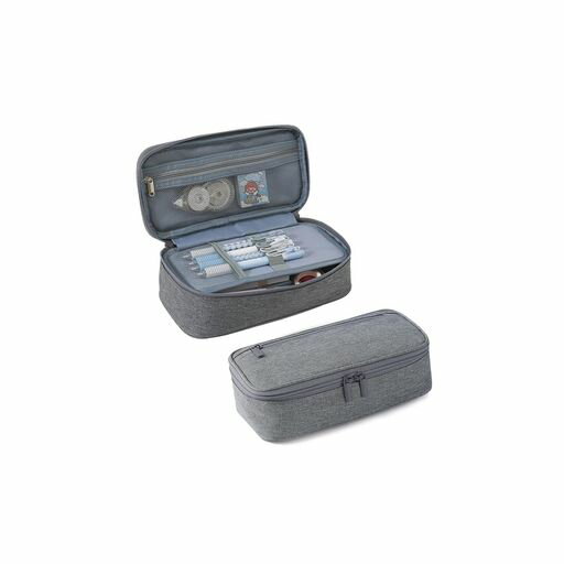 CHANGJIQペンケース筆箱大容量多機能横開き2層おしゃれシンプルペンホルダー付きガジェットポーチ耐久..