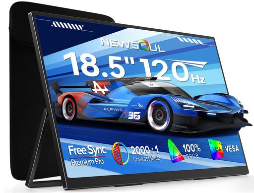 18.5インチ120HzモバイルモニターポータブルモニターNewsoulゲーミングモニター100%sRGB広色域HDR対応付属収納ケース付きサブディスプレイMINIHDMI/Type-C180度調整スタンドサブモニター