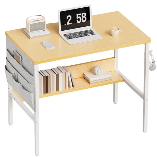 YeTom机pcデスクラック付きデスクパソコンデスクつくえ幅80cmx奥行50cm収納袋付き勉強机デスク下棚付き..