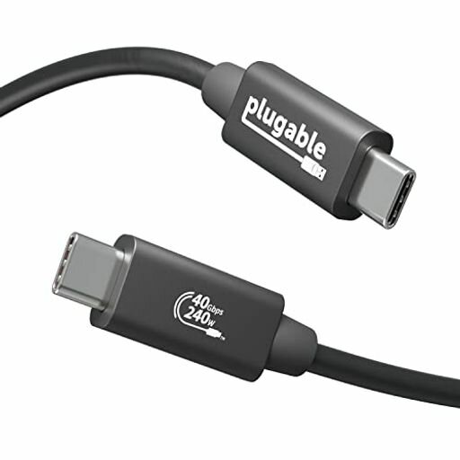 Plugable USB4 ケーブル 40Gpbs 240W 充電対応 1m  - 8K モニタ x 1 4K モニターx 2 USB4 Thunderbolt 4 Thunderbolt 3 USB-C 互換