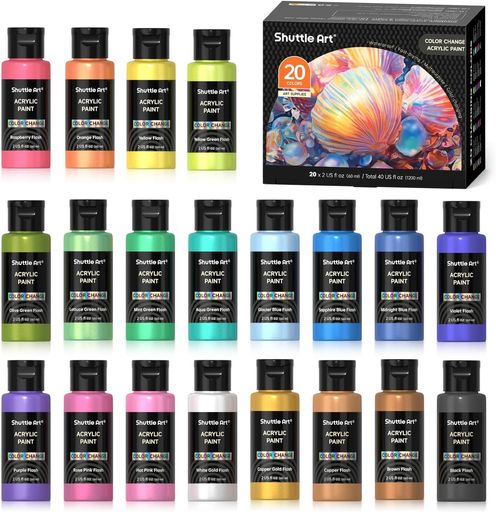 ShuttleArtアクリル絵の具カメレオン色20色セット虹色パールカラーキラキライリデッセンス速乾防水耐久60ml大容量伸びがいいイラスト塗り絵クラフトDIY手作りプラモデル塗装フルイドアー… ShuttleArtアクリル絵の具カメレオン色20色セット虹色パールカラーキラキライリデッセンス速乾防水耐久60ml大容量伸びがいいイラスト塗り絵クラフトDIY手作りプラモデル塗装フルイドアー…