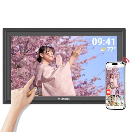 THOMSON デジタルフォトフレーム 15.6インチ 1920x1080 WiFi 32GB内蔵 タッチスクリーン 256GB SDカード/USBメモリ対応 自動回転 遠隔転送 SDカードは別途購入が必要