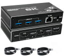 KVMスイッチHDMIKVM切替器2入力1出力PCアダプタ4K@120Hz解像度HDモニターRJ45有線LANマウスキーボードプリンター共有できる切替器ボタン&...