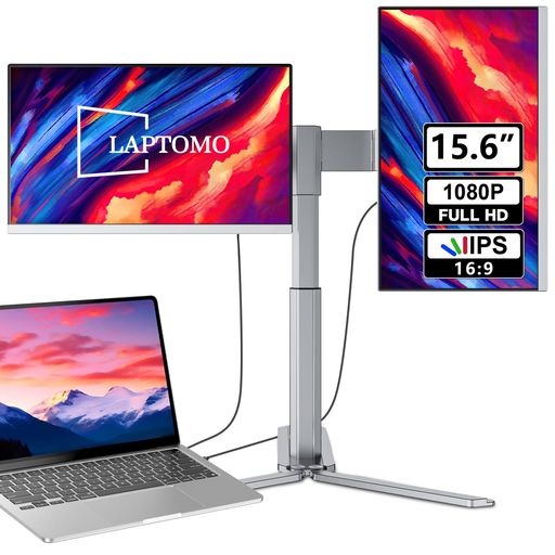LaptomoZ2デュアルモニター15.6インチ1080PFHDデュアルディ独立したスタンド付き、360°回転トリプルモニター拡張ディスプレイ、取り外し可能ポータブルモニター、 LaptomoZ2デュアルモニター15.6インチ1080PFHDデュアルディ独立したスタンド付き、360°回転トリプルモニター拡張ディスプレイ、取り外し可能ポータブルモニター、