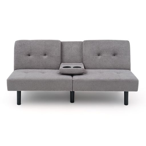 SyuanKaguソファベッド3人掛2人掛けソファー2色リクライニングテーブル付きソファカップホルダー付きソファー3way3段階座面奥行47cm(グレー)