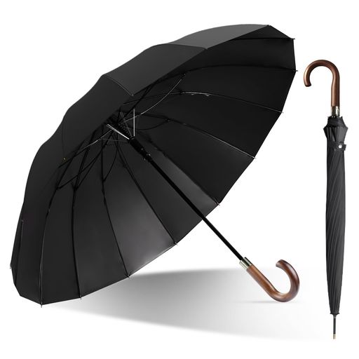日傘メンズ完全遮光傘メンズ長傘120cm晴雨兼用210t撥水加工自動開閉木製ハンドル【UVカット100%遮熱効..