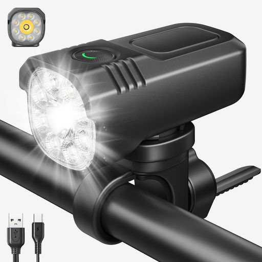 【航空合金製】自転車ライト最強1500ルーメン高輝度明るい大容量3000mAh8つ調光モード自転車用LEDヘッドライトTYPE-CUSB充電式防水防振落下防止設計軽量前照灯小型
