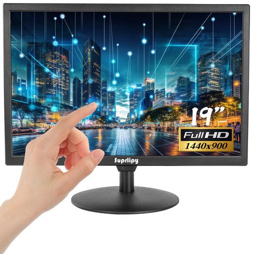 Suprlipy 19インチ タッチスクリーンモニター 1440x900 HDMI VGA AV USB BNC対応, 10ポイント静電容量タッチTFT LEDモニター ノートPC box PS5/PS4 Switch POSシステム用