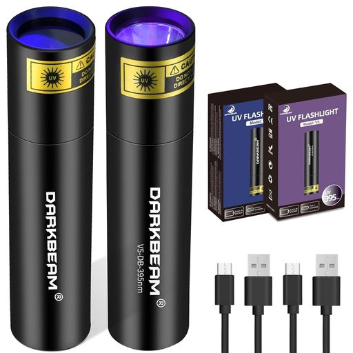 DARKBEAM ブラックライト UV ライト UV懐中電灯 365nm & 395nm LED紫外線ライト USB-C充電式 2個パック