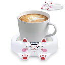 猫模様カップウォーマーコーヒーカップウォーマーマグウォーマー保温コースターコップ保温器飲み物保温卓上飲み物保温器3段階温度調節可能自動off機能付き静音家庭・オ...