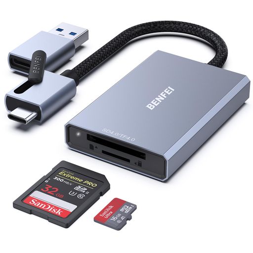 BENFEI SD 4.0 USB TYPE-C/A 2-IN-1 カードリーダー UHS-II UHS-I 高速転送 IPHONE 15 SDXC SDHC SD MMC RS-MMC MICRO SDXC MICRO SD MICRO SDHC