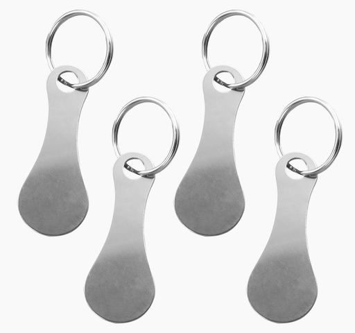 [KKLM]シルバートーンステンレス製カートキーリング4個セットトークン2.2インチ多機能キーチェーン便利