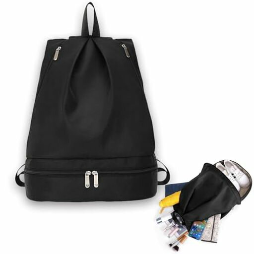 [yowodana]プールバッグ【2026新登場·防水·乾湿分離】ナップサックジムサックシューズ収納水着入れるバック多機能防水大容量軽量折り畳み水泳運動アウトドア旅行部活男の子女の子兼用バ…