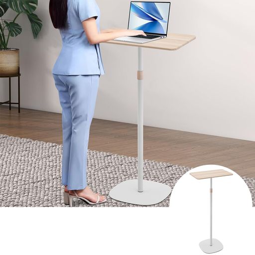 LBFXQスタンディングデスクサイドテーブル昇降式46cm~120cm高さ調整ベッドサイドソファスモールフロアスタンディングデスク46cmx29cm天板ハイテーブル簡単組立おしゃれ省スペースホワイト