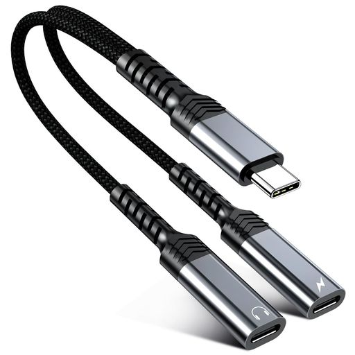 Topamz USB-C イヤホンジャック変換アダプタ 2in1 PD60W 充電対応 【充電&音楽同時...