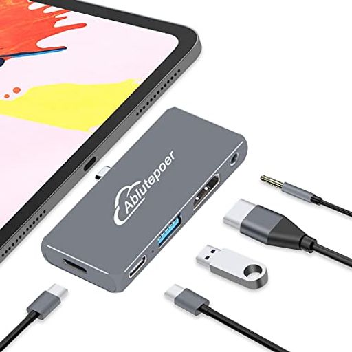 USBCハブ5-in-1TypeCハブiPadMacハブ【4KHDMI/60WPD急速充電/USB-C2.0+USB3.0ポート/3.5mmオーディオジャック】タイプcハブスリム設計保護カバー付き