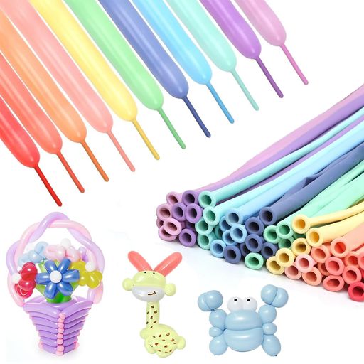 DERCHIAバルーンアート細長風船100本セット極厚長いマジックバルーンカラフルパーティーひねる風船ペンシルモデリング飾り付け結婚式誕生日(マカロン色)