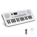 MK-2ミニキーボードピアノ子供用電子キーボード37キー40曲200音200リズムMIDI機能付きデジタルピアノポータブル電子ピアノ(19.3x7.3x1.9インチ)(ホワイト)