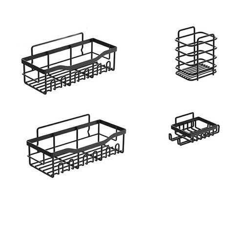 浴室用ラックバスルームラックお風呂収納力粘着固定4点セットステンレス製錆びにくい洗面台洗面所風呂場浴室壁掛け棚穴あけ不要水切り収納
