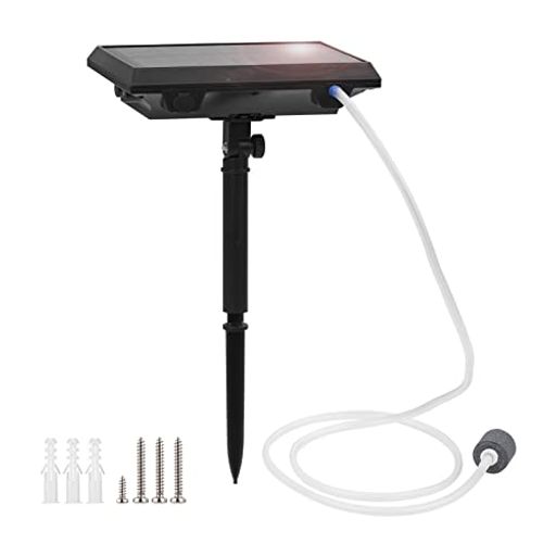 Xtahdge 5.5V1.5Wソーラーエアポンプフィッシュタンク酸素供給器水族館パイプと気泡石屋外池酸素ポンプエアレーター釣り用充電式魚の輸送小さな池プール水循環庭の風景, ブラック