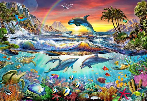 LEADINTOPダイヤモンドアートセットイルカ40X30cm水中世界モザイクアート全面貼り付けダイヤモンド塗装ダイアモンドビーズ人気ビーズアートビーズ絵画かわいいおしゃれ大人子供DIY手作り…