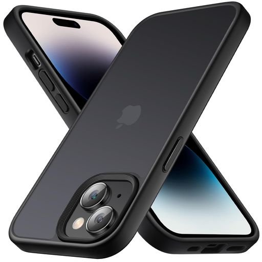 Rakuten - COSOIKiPhone15用ケース半透明衝撃吸収米軍MIL規格取得マット感黄ばみなしレンズ全面保護耐衝撃ストラップホール付き6.1インチアイフォン15用カバーブラック