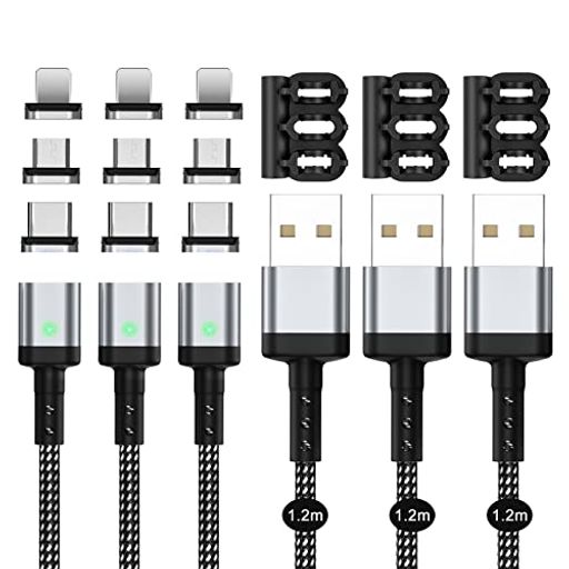 SUNTAIHO マグネット 充電ケーブル 3A急速充電USB充電 磁気ケーブルデータ転送にも対応したマグネット式US-Bマ-グネット充電コード US-B Type-C、MicroUS-B、USB Type-L