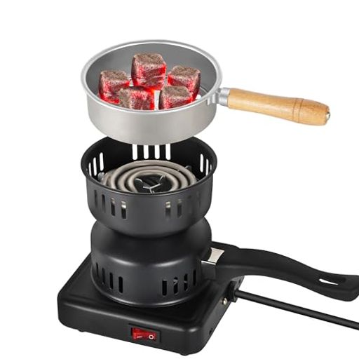 SERdeerCH水煙煤炭燃烧器500W石炭燃焼器-石砂水煙用ホットプレート電気炉ヤシスタータCoalBurnerforShisha(黒)