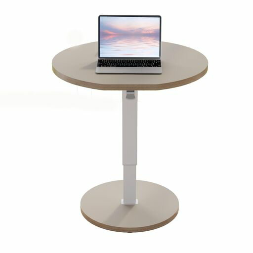 Suhapup昇降デスク空気圧式デスク介護用ベッドテーブル高さ調節可能直径80cmライザーオフィスデスクホ..