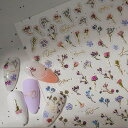 ISHRネイルシール花ネイルステッカーア春夏花びら箔押しネイルパーツシールフラワー貼るだけ可愛い(A)