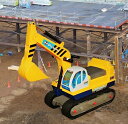【乗用玩具】パワーショベルカー　ユンボ　ヘルメット付 はたらく車 乗り物 重機 おもちゃ 屋外 公園