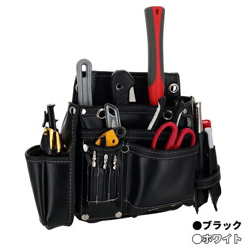 Rakuten - DBLTACT 上級モデル 卓越 本革 釘袋 2段 (ブラック ホワイト) DTL-99-BK DTL-99-WH サイドケース付