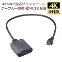 4K 60Hz ケーブル一体型 1入力2出力 HDMI分配器 ダウンスケール RS-HDSP2C-4K HDMI 分配器 1入力2出力 同時出力 同時 HDMI 分配器 同時出力 60 HDCP2.2 18Gbps HDR対応 複数 HDMI ダウン スプリッター HDMI
