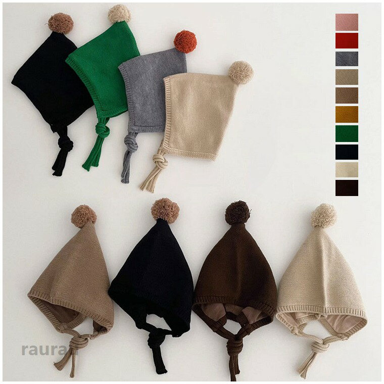 ベビー帽子 ニット帽 春秋冬 ベビーハット ニット 赤ちゃん ボンネット こども かわいい 女の子 男の子 赤ちゃん キッズ 暖かい 保温 10COLOR