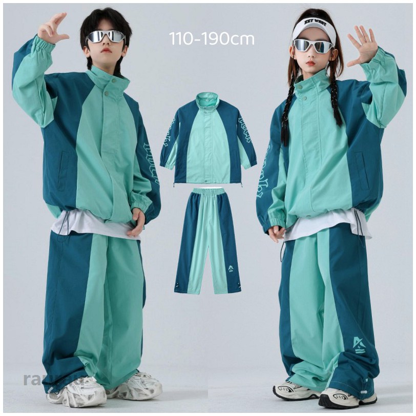 ウィンドブレーカー キッズ ダンス衣装 ヒップホップ セットアップ 子供服 派手 韓国ファッション ガールズ ジャケット パーカー hiphop 女の子 男の子 ダンス衣装 シャカシャカジャージ 男女兼用 ダンスウェア ステージ衣装 ジャズダンス JAZZ ジュニア 発表会 演出服