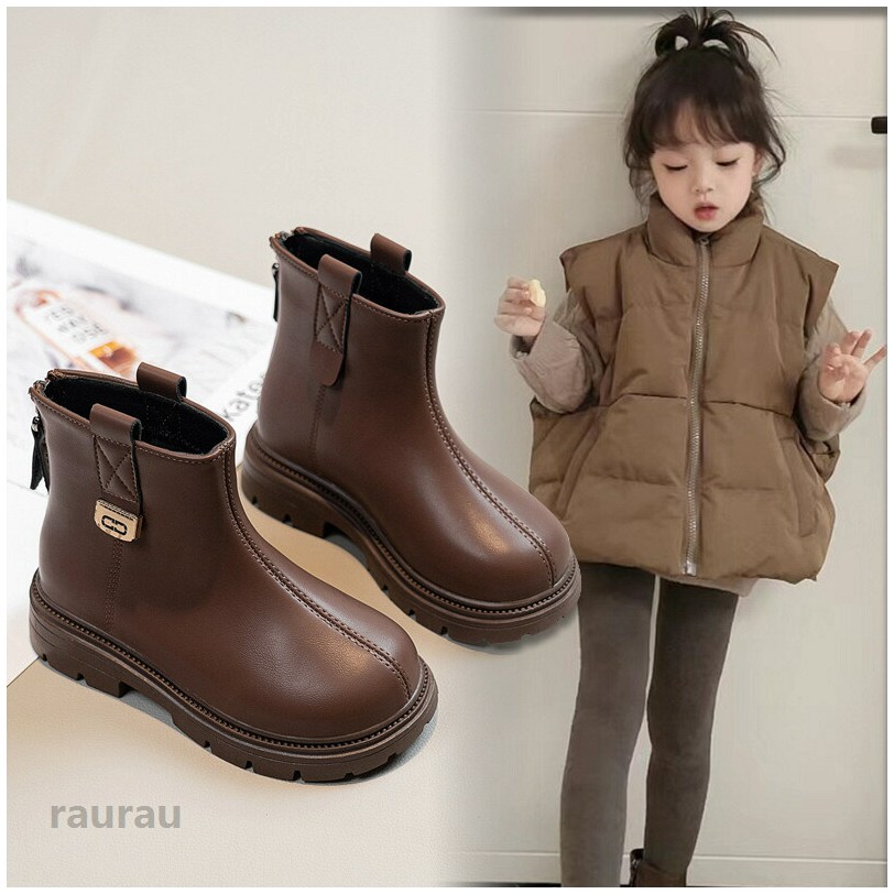 子供靴 ショートブーツ キッズシューズ 裏起毛なし/あり ファスナー付 キッズブー...