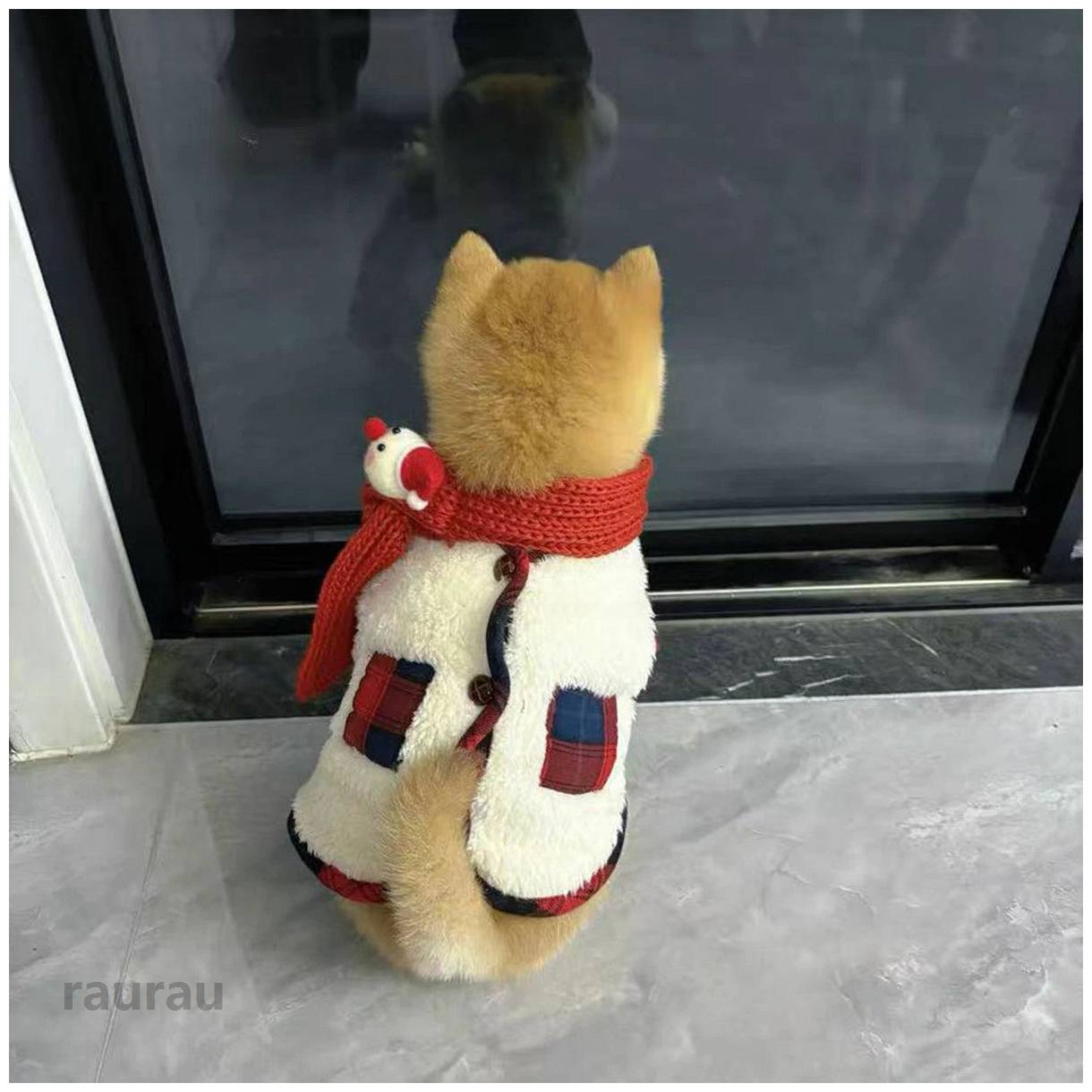 クリ 犬 暖かい アウター 中型犬 小型犬 コート 2点セット ボアベスト 背中開き マ...