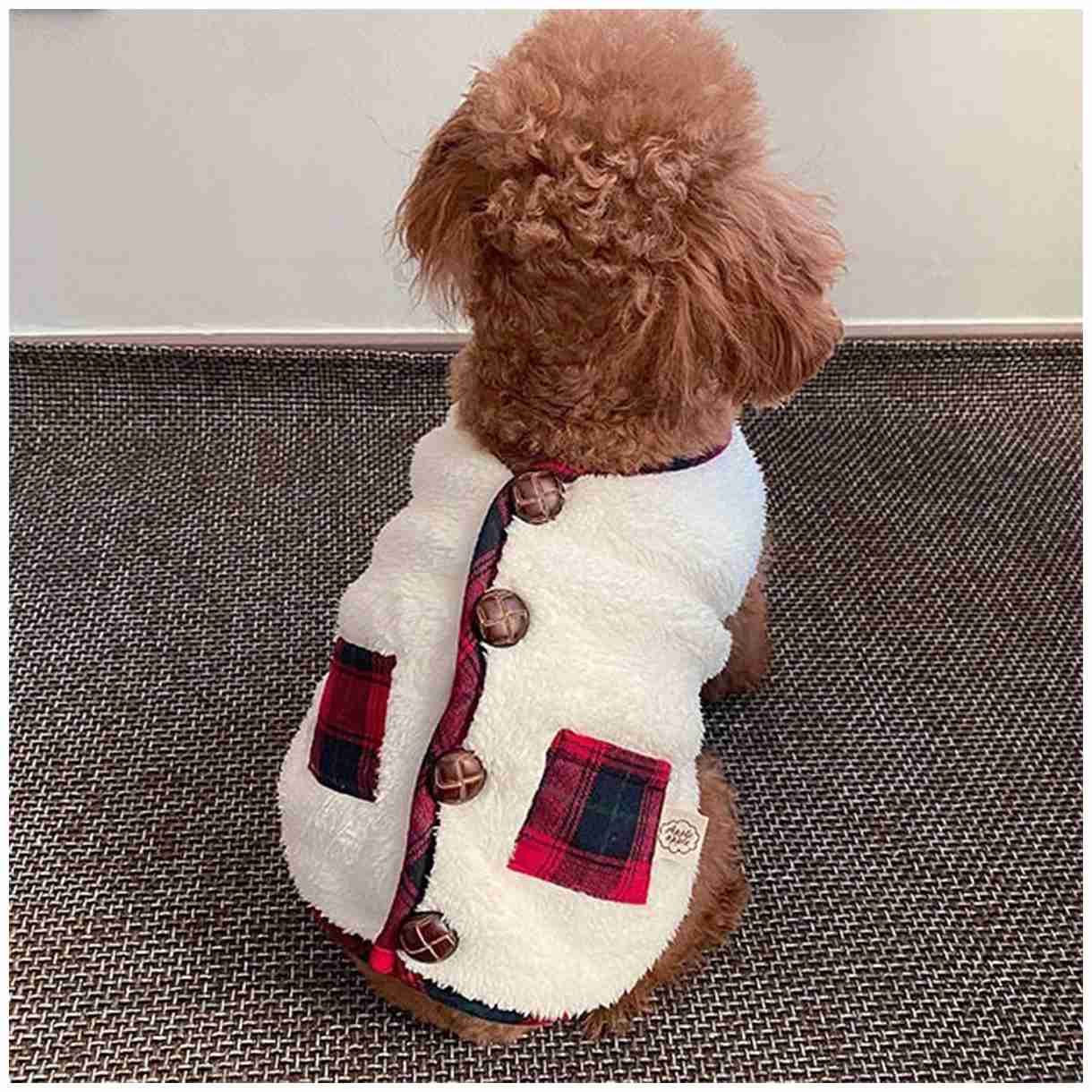 クリ 犬 暖かい アウター 中型犬 小型犬 コート 2点セット ボアベスト 背中開き マ...