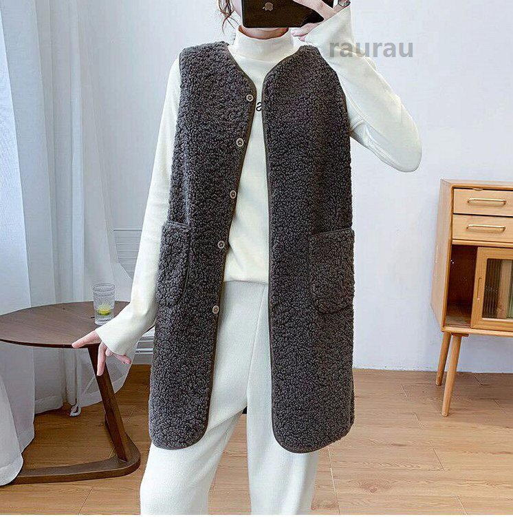 フリースベスト 前開き レディース ベスト 秋冬 アウター ロングベスト ジレ ファ...