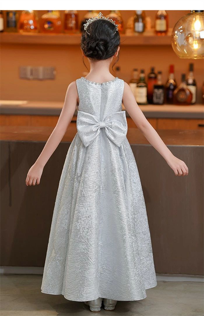 ピアノ発表会 ドレス 子供 女の子 シルバー 発表会ドレス ノースリーブ 子ども ワ...