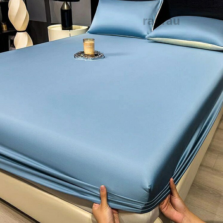 素肌にやさしい ベッドシーツ マットレスカバー ベッドカバー シルクみたい光沢 ツ...