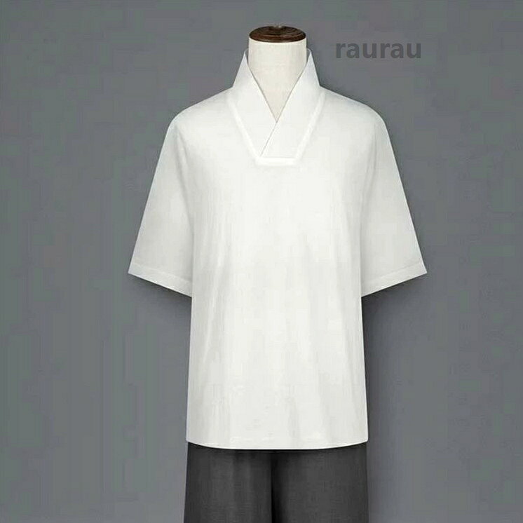 メンズ 半襦袢 半袖 着物 浴衣 プルオーバー 和装下着 無地 作務衣 男性用 Tシャツ...