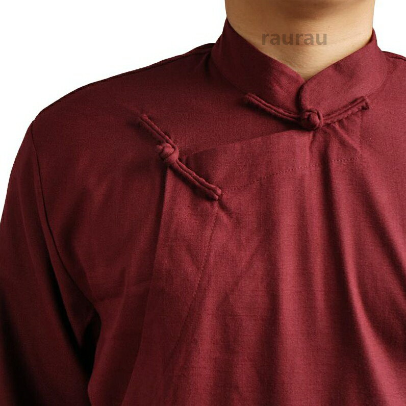 Other - オレンジ 赤 大きいサイズ バックル 修行 伝統的 長袖 秋 春夏 服 ラマ 無地 シンプル 仏 チベット メンズ コスプレ 衣装