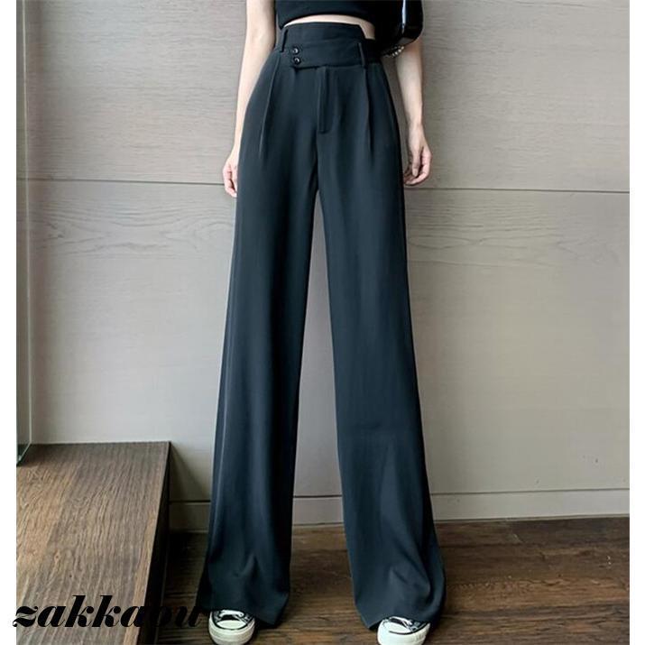 スラックス レディース ワイドパンツ 落ち感 ゆったり ボトムス 通勤 秋 春 冬