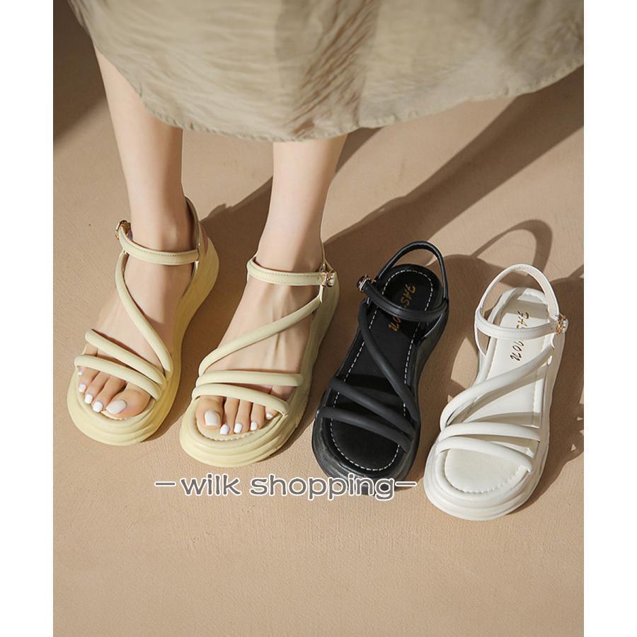 厚底サンダル ストラップ靴 夏 韓国風