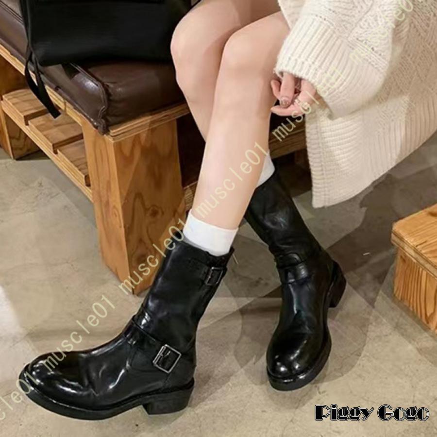 ユニセックス大人 脚長効果 エンジニア ショートブーツファッションブーツ エンジニアブーツ レディース クロスベルト 大きいサイズ 太ヒール 黒 疲れない