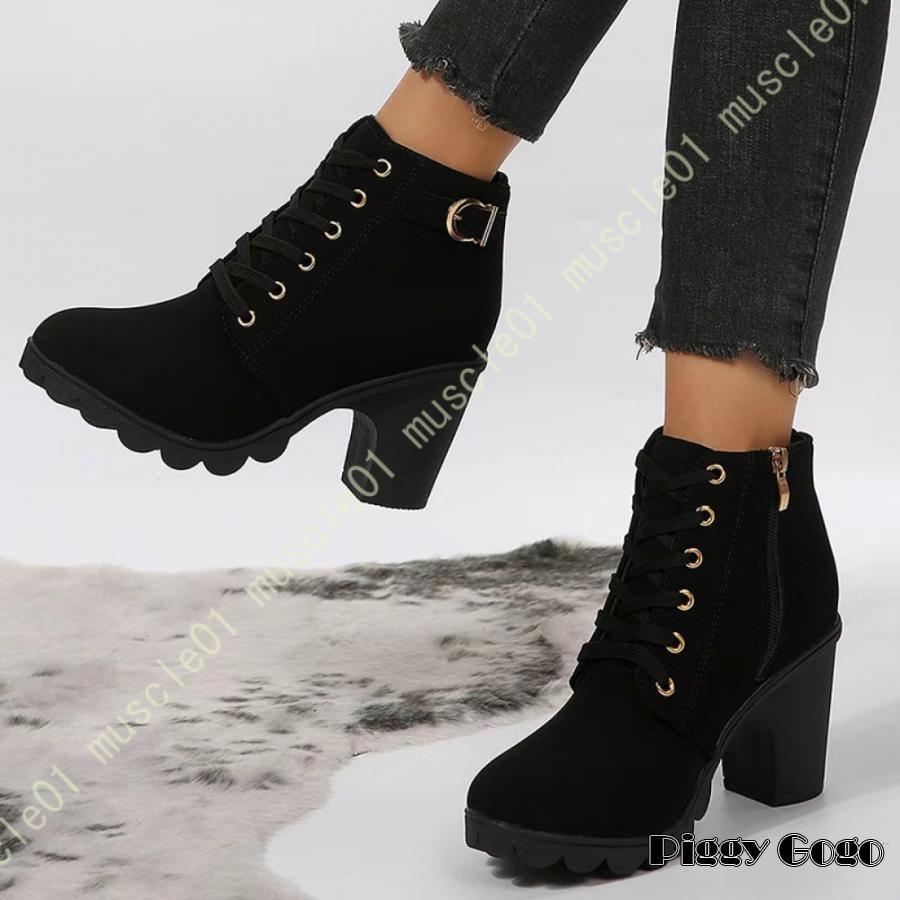 ショートブーツ レースアップ サイドジップ 厚底 スエード レディース シューズ 靴 厚底ブーツ ショートブーツ韓国 トラックソールブーツ おしゃれ