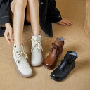 本革レースアップショートブーツ レディース 本革 フラット サイドジップ 編み上げブーツ ショートブーツ 美脚 ラウンドトゥ ローヒール カジュアル