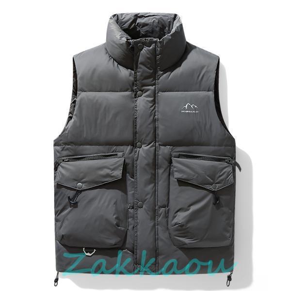 ダウンベスト メンズ 大きいサイズ おしゃれ 白 ジャケット ダウンジャケット アウトドア 20代 30代 40代 かっこいい 立ち襟 防寒着 防風 保温