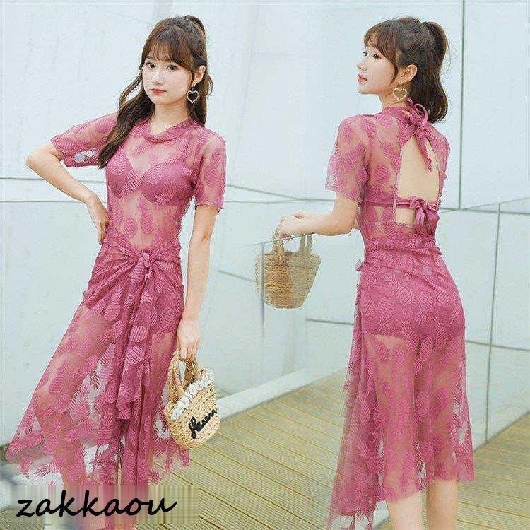 水着 レディース 体型カバー 3点セット レディースビキニ 小胸バンドゥビギニ 水着 韓国風可愛い スイムウェア 海辺 ビーチ温泉 水着